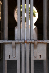 Wrought iron door of the Trujillo (Alcazaba) castle in Trujillo town, Caceres