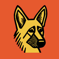 German Shepherd Alsatian - Minimalist Vector Design