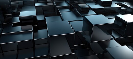  a bunch of cubes that are all black and grey in color and size, with one of them in the center of the picture.
