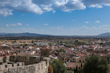 Trujillo town view from the castle on the Cabeza del Zorro hill