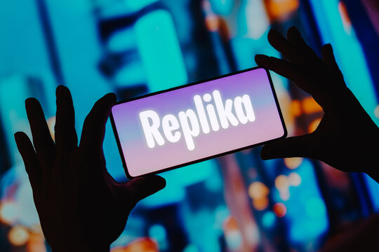 November 27, 2023, Brazil. In this photo illustration, the Replika logo is displayed on a smartphone screen.