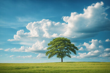 Fototapeta na wymiar tree in green field landscape