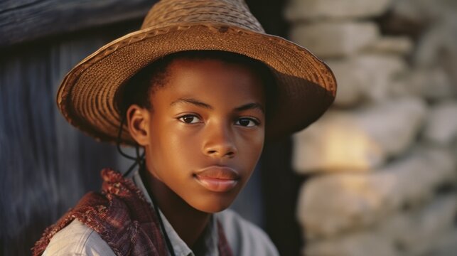 Close-up photo of African farmer boy