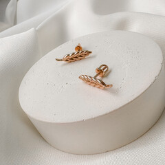 Stylish gold spikelet stud earrings in pink gold , which reflects a modern vision of Ukrainian...