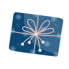 Christmas and New Year's gift in festive packaging. Vector graphics.