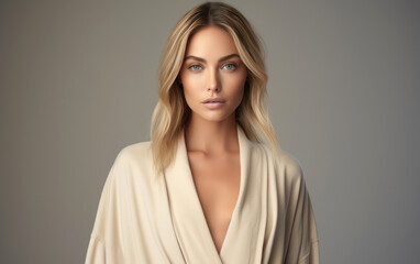 Obraz premium A sophisticated lady in a cashmere robe