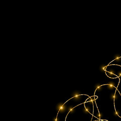 Messy string lights festive lights golden yellow light sparkles