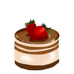 Chocolate mixed coffee mousse on top strawberry 