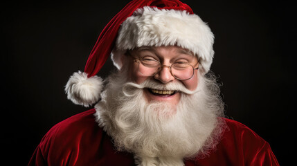 Surprised Santa treasure-filled expression delighted gold backdrop