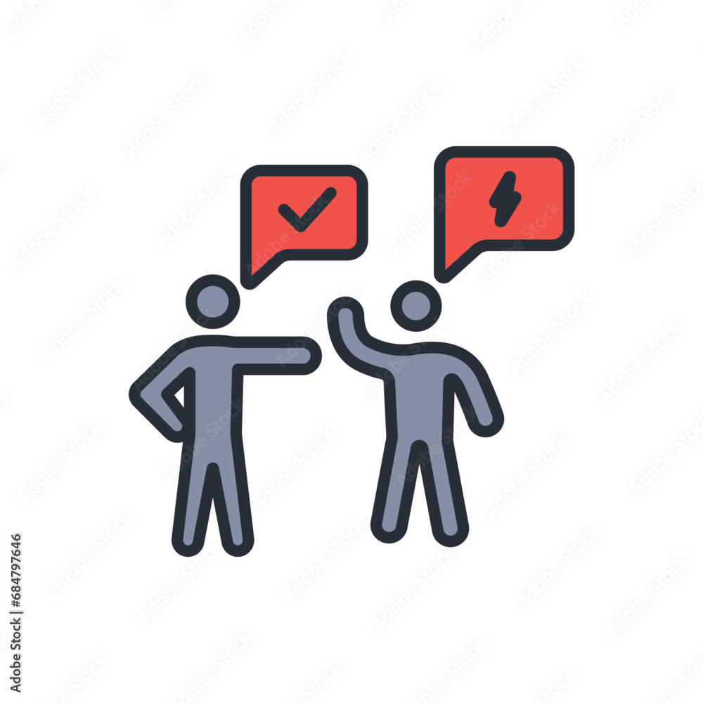 Poster conflict resolution icon. vector.editable stroke.linear style sign for use web design,logo.symbol il
