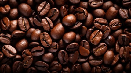 Obraz premium A detailed view capturing a background of coffee beans up close.