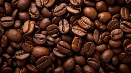 A detailed view capturing a background of coffee beans up close.