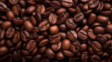 Obraz premium A detailed view capturing a background of coffee beans up close.