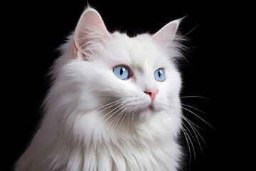 Elegante Schönheit: Weiße Katze in purer Anmut vor einem minimalistischen, strahlend weißen Hintergrund