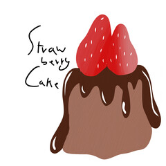 Chocolate cake with big fresh strawberries 