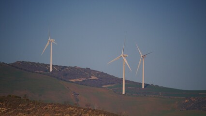 Wind turbines on hills, Andalusia Spain