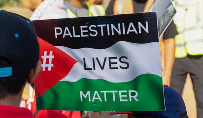 Gaborone , Botswana 24.11.2023, march banner for Palestinian lives matter , protest in Gaborone