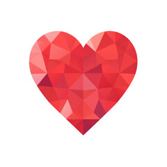 Naklejka na ściany i meble Polygon Flat red heart isolated on transparent background