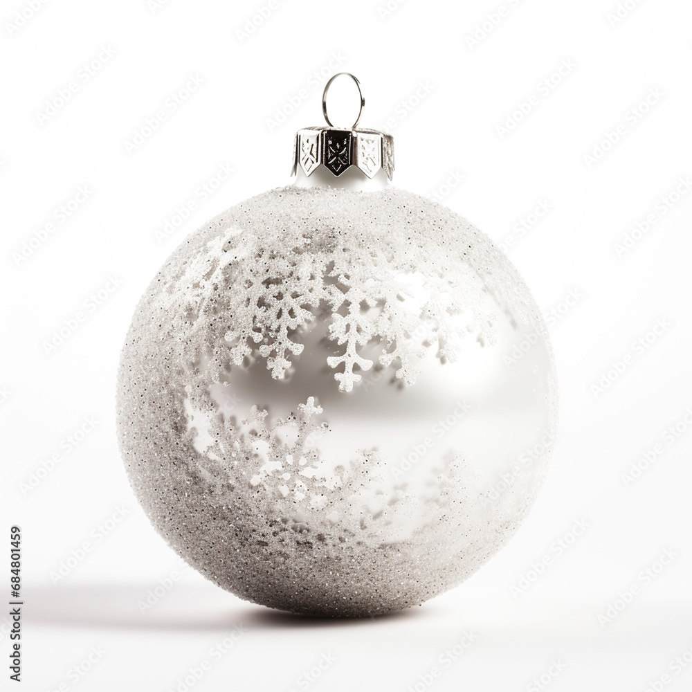 Wall mural Christmas, white decoration ball, baubble isolated on white background 