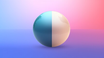  a blue and white egg sitting on top of a purple and pink background with a pink and blue stripe on the side of the egg.