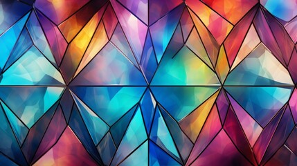 abstract geometric composition with glass cubes in colorful, Stained glass window.