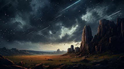 Foto op Canvas Meteor showers amidst awe-inspiring scenes © MuhammadAnees