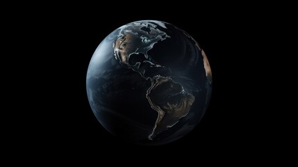 a black and white photo of the earth with a horse in the middle of the image on a black background.