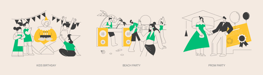 Party celebration abstract concept vector illustrations.