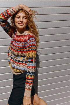Fashion Street with a beautiful and stylish girl. 