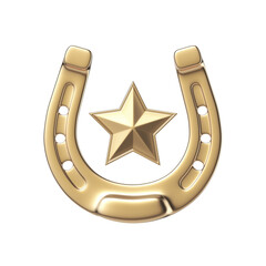 Golden horseshoe with star 3D