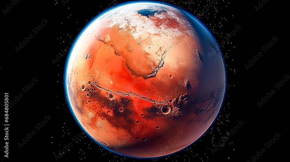 Poster red planet allure, a captivating view of mars from space