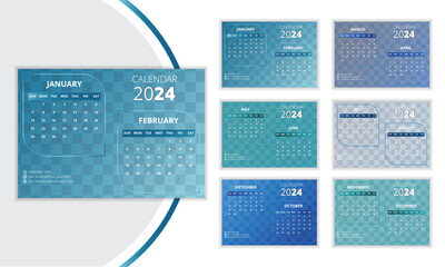 Abstract desk calendar design template 2024