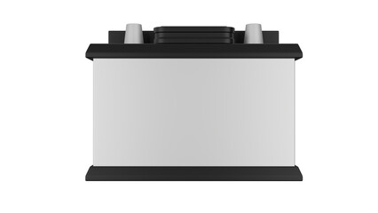White black car battery or accumulator isolated on transparent and white background. Car concept. 3D render