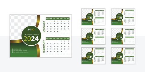 Unique desk calendar design template 2024