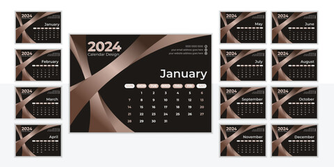 Unique desk calendar design template 2024