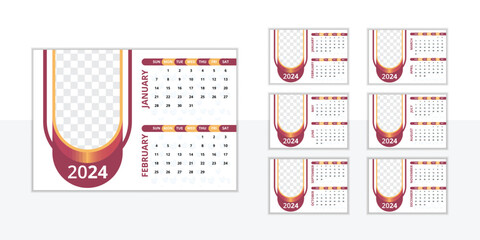 Attractive desk calendar design template 2024