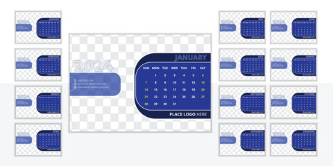 Attractive desk calendar design template 2024