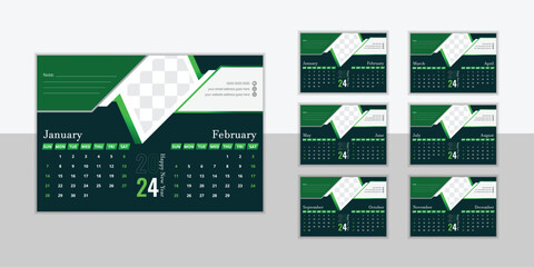 Modern desk calendar design template 2024