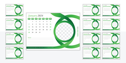 Modern desk calendar design template 2024