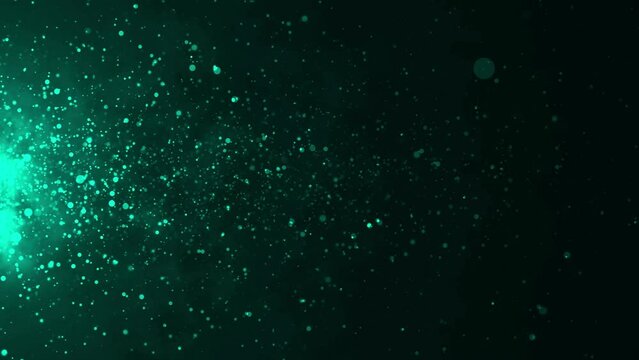 Fondo con part&iacute;culas animadas, color turquesa, que viajan suavemente de izquierda a derecha
