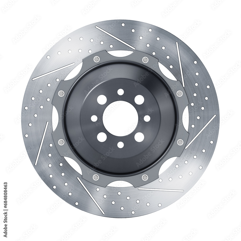 Wall mural performance brake disc isolated on transparent background. 3d illustration