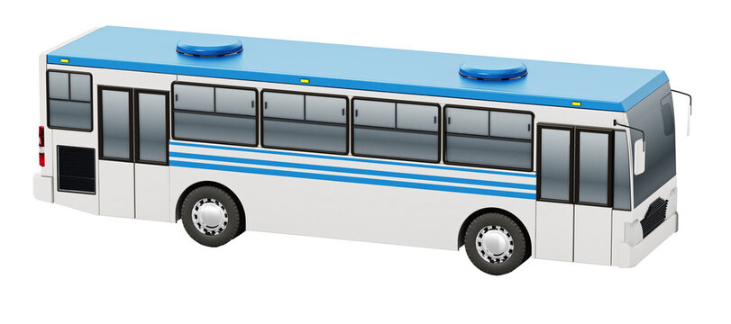 Generic city bus isolated on transparent background. 3D illustration