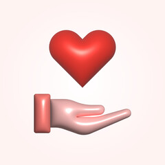 3D hand and heart composition