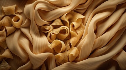  a close up view of a bunch of pasta noodles on a sheet of parchment paper that is folded in the shape of a spiral.