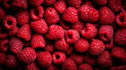 Closeup of fresh ripe raspberries texture background.