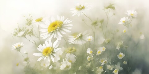 Camomile daisy flowers. AI generated illustration