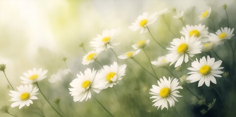 Fototapeta premium Camomile daisy flowers. AI generated illustration