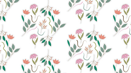 seamless pattern with pink tulips