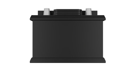 Black car battery or accumulator isolated on transparent and white background. Car concept. 3D render