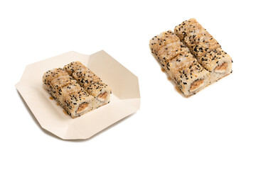 Sushi with cream cheese and tuna isolated on white background.